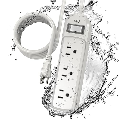 Outdoor Power Strip Weatherproof, 10 FT Outdoor Extension Cord 3 Outlets 1875W Overload Protection, Shock Prevention Surge Protector Power Strip for Kitchen Patio Christmas Lights, White Outdoor Power Strip Weatherproof, 10 FT Outdoor Extension Cord 3 Outlets 1875W Overload Protection, Shock Prevention Surge Protector Power Strip for Kitchen Patio Christmas Lights, White