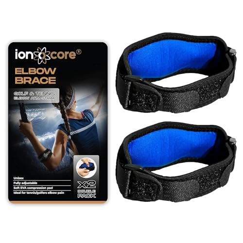 ionocore Coudiere Tendinite x2 - Soulage La Douleur Du Tennis Elbow - Coudiere Epicondylite Homme et Femme - Soutien Et Confort Tendinite Coude - Attelle Coude - Bracelet Epicondylite Bande