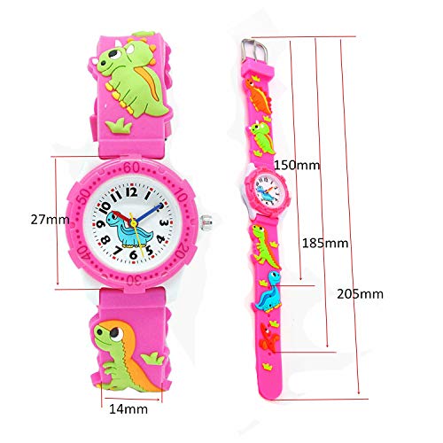 Kids Watch for Boys Girls, Toddler Watch Digital Analog Wrist Waterproof Watches with 3D Cute Cartoon Silicone Band, for 3-10 Years Old Childrens (Pink Dinosaur)2