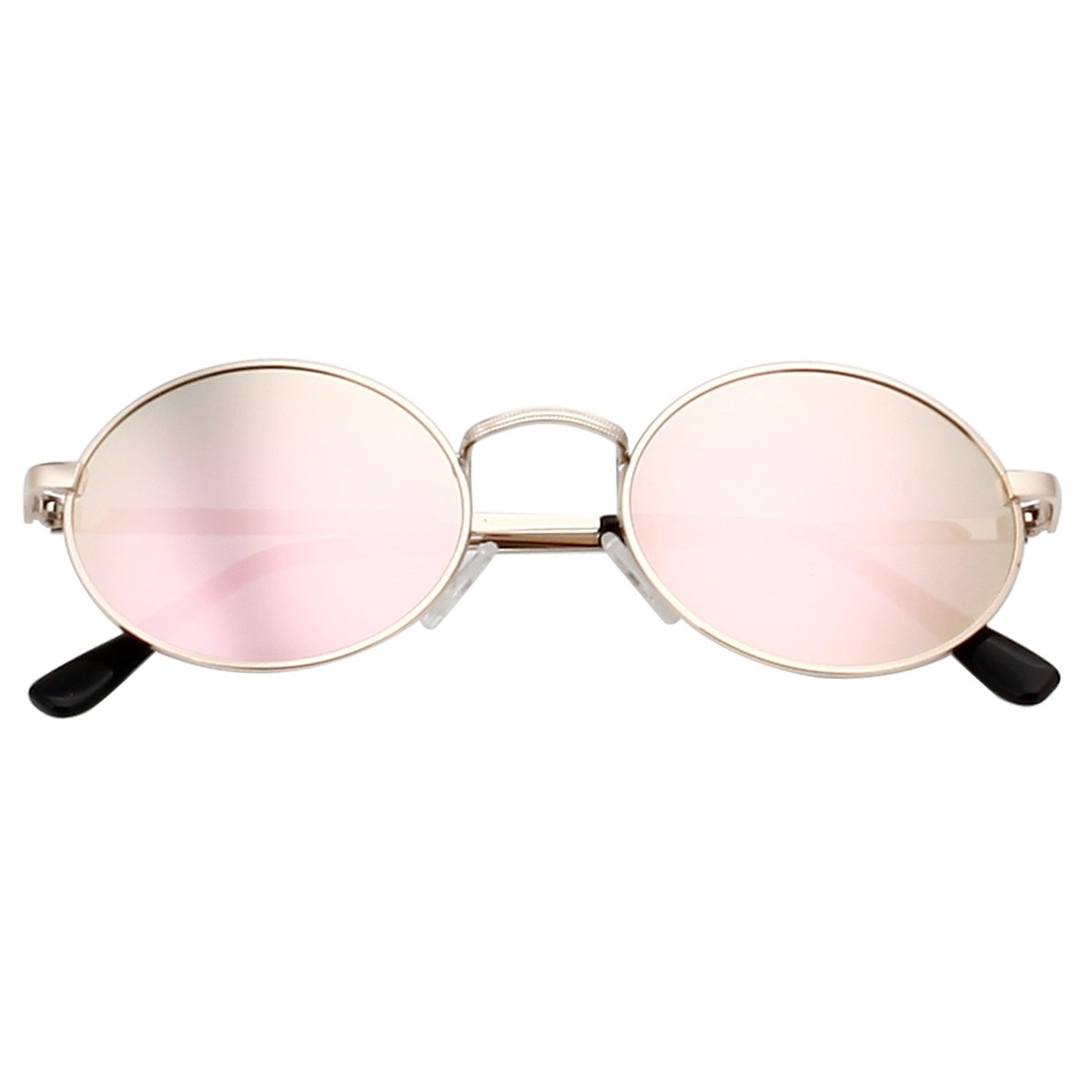 90s Vintage Small Oval Sunglasses Mirror Lens Tiny Metal Polarized