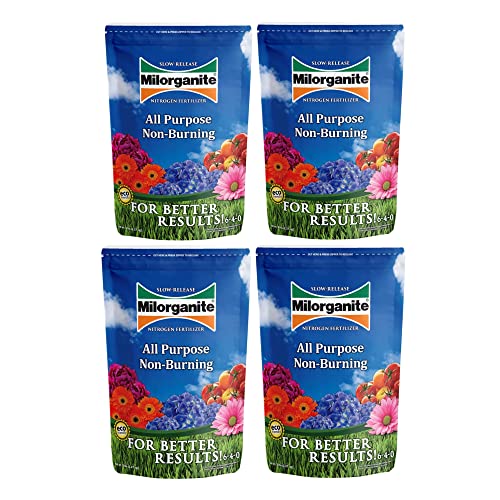 Milorganite All-Purpose Eco-Friendly Slow-Release Nitrogen 6-4-0 Fertilizer 5 Pound Bag (Pack of 4) - for Lawns Flowers and Gardens