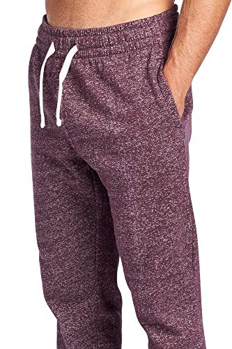Image of ProGo Men's Casual Jogger Sweatpants Basic Fleece Marled Jogger Pant Elastic Waist