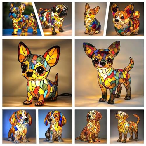 Lámpara de mesa de noche con diseño de perro Chihuahua miniatura 5
