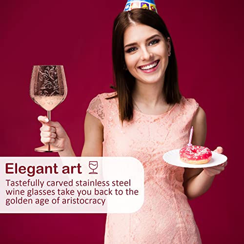 image for CHENGU 4 Sets Stainless Steel Wine Glass Plated Wine Glasses Unbreakab