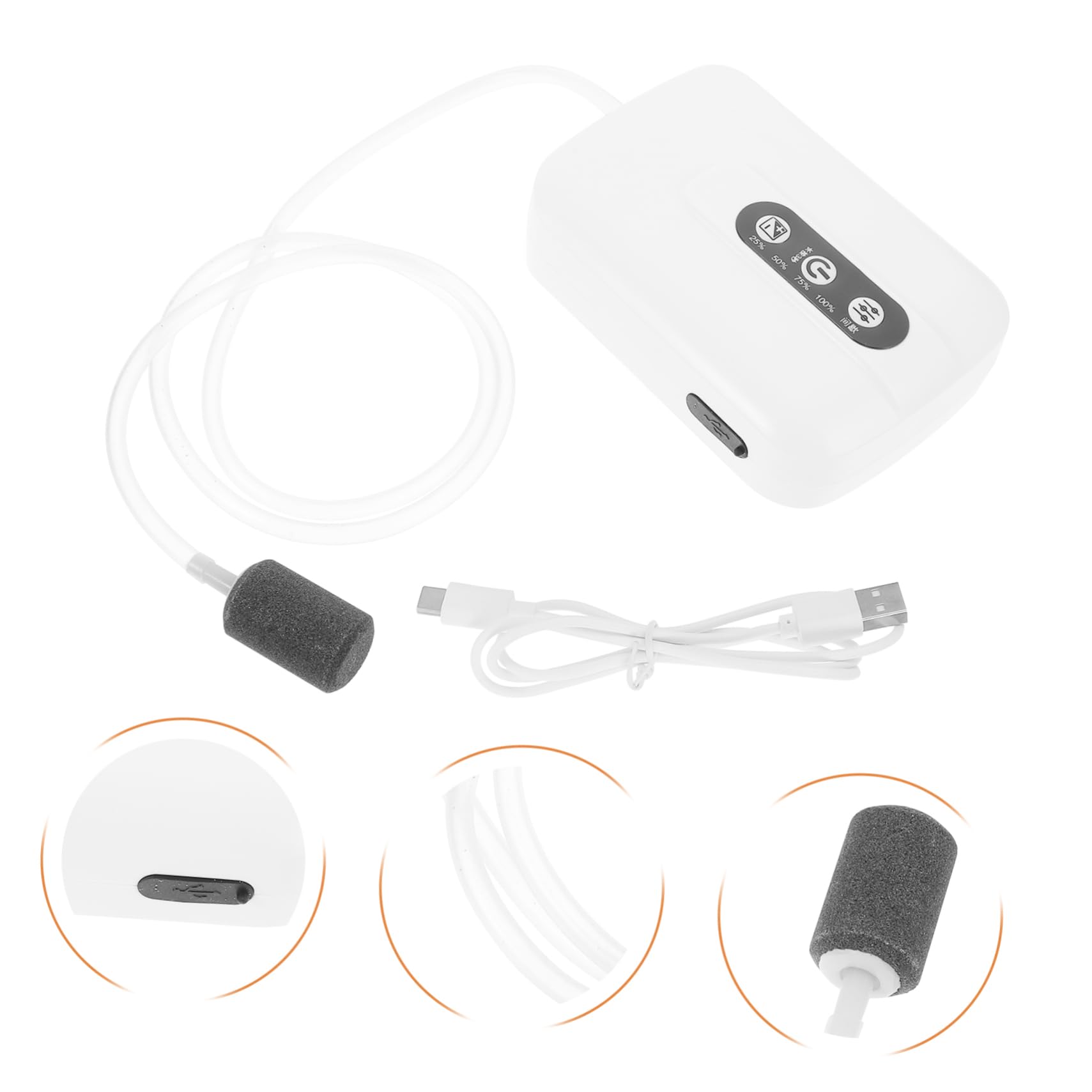 Bomba de Aire para Acuarios Pequeños Compresor Silencioso de USB para Peceras Equipamiento de Acuario de Plástico Compacto y