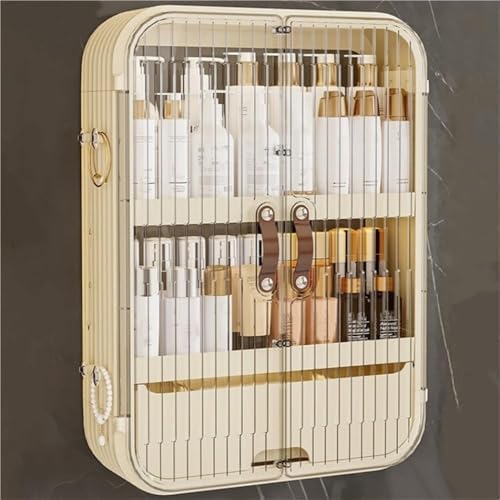 Large Wall Mounted Over Toilet Storage Cabinet - White Plastic Bathroom Organizer, Floating Shelf for Bathroom & Laundry Room, Space-Saving Storage Solution, Stylish & Functional