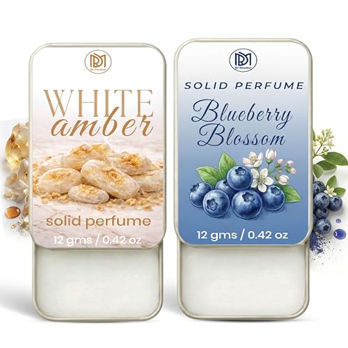Image of Dr.Mashur Solid Perfume |blueberry blossom&White amber Alcohol Free Wax Perfume Balm, Long Lasting | Pocket Tin 12g, Pack Of 2| Non Greasy Smooth Glide, Travel Friendly Unisex
