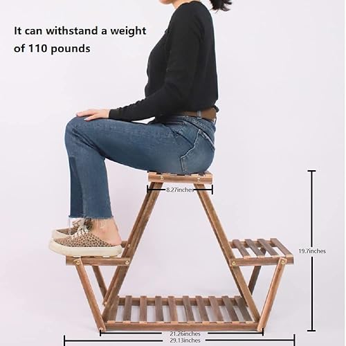 Miniatura 4 de NIREUS Soporte para plantas para interiores y exteriores, el soporte de madera para múltiples plantas se utiliza para terraza, sala de estar,