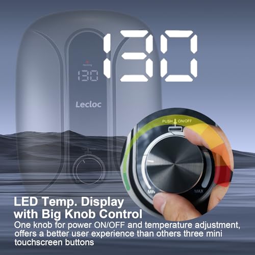 Image of Mini Instant Hot Water Heater 6.5kW 240V Hard-wired, Sleek Design, LED Temp. Display with Big Knob, 86-131℉ On Demand Electric Tankless Water Heater for Kitchen or Bathroom, 1 Point of Use