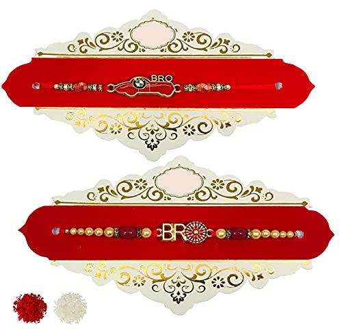 Image of 2 Pcs Car Bro Bracelet Rakhi For Brother | Rakhi Combo-142-155 | Red