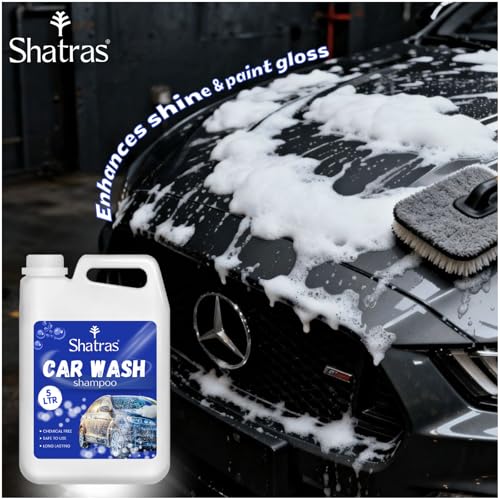 Image of Shatras Car Wash Shampoo - High Foam Car Cleaning Liquid | pH Neutral Formula | Scratch-Free Wash | Deep Cleaning & Extra Shine | Suitable for All Vehicles - 5L (BLUE)