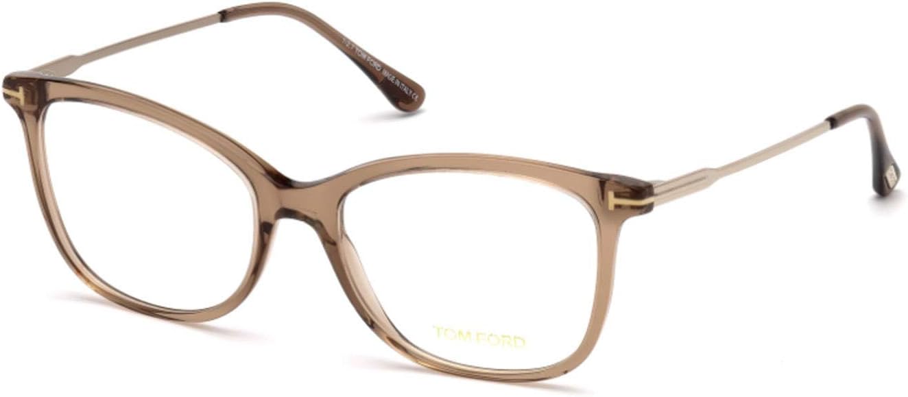 Eyeglasses Tom Ford FT 5510 045 Shiny Transparent Brown Front, Rose Gold Temples