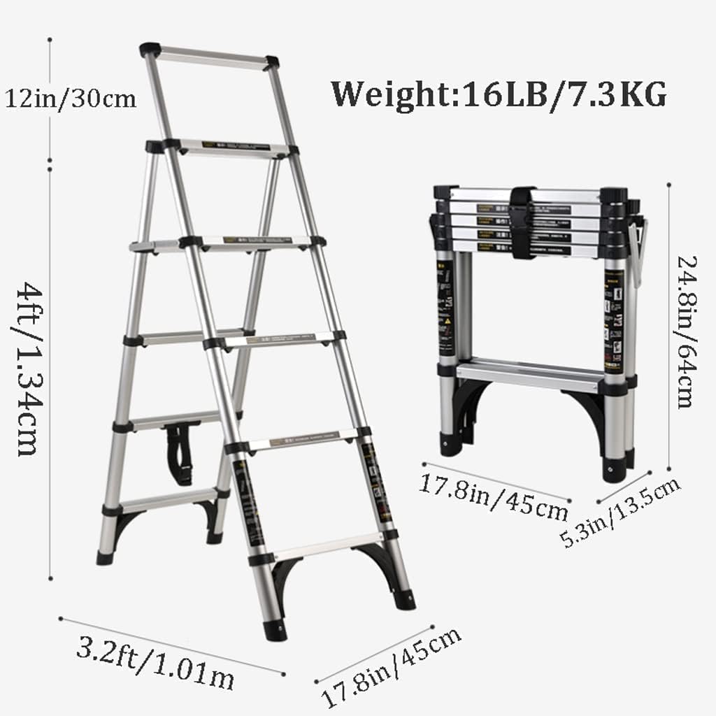 Step Ladder Folding Step Stool Extension Ladder Telescoping Ladders Portable Folding Ladder Family Small Multipurpose Aluminum Step Ladders 330 Lb/150kg Folding Ladder Telescoping Ladder ( Color : A ,