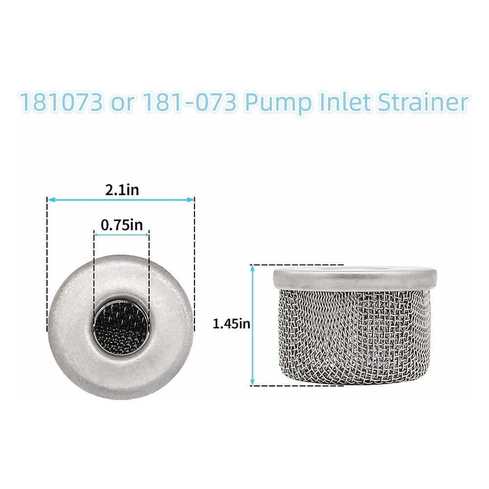 4 Pièces 181073 ou 181-073 Crépine D'Admission de Pompe, Filtre à Écran 1/2 Pouces NPT Filetage en Acier Inoxydable pour Pulvérisateur de Peinture Sans Air