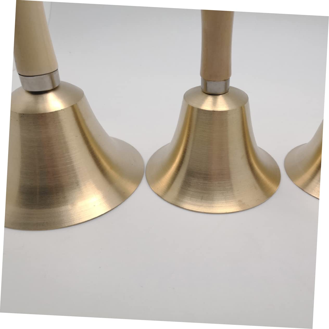 VILLCASE Christmas Hand Bell Polished Brass Rattle Bell with Wooden Handle for Party/Restaurant