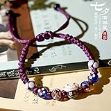 Material: Keramik DZX Keramik Armband, lila handgemachte japanische Glückskatzen Männer und Frauen Paar Modelle rotes Seil Armband Armbänder gewebte Armbänder Freundinnen Armbänder Geschenkliebhaber