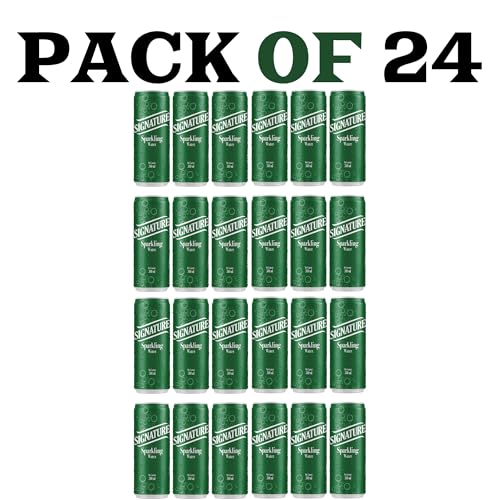 Image of SIGNATURE Sparkling Water - Premium Carbonated Water | No Sugar, No Calories | Refreshing Fizzy Drink | 300ml Can (Pack Of 24)