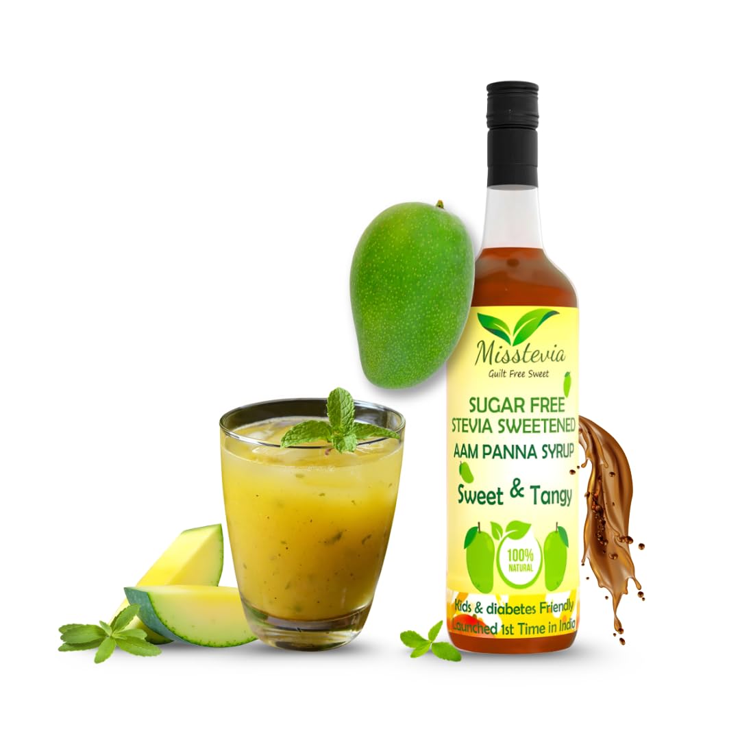 Misstevia Sugar Free Aam Panna Syrup | Sweetened With Stevia | Sweet And Spicy Kids And Diabetes Friendly | Made Of Fresh Green Mango Fruit | No Added Color And Flavor | No preservatives | 350ml-image-12