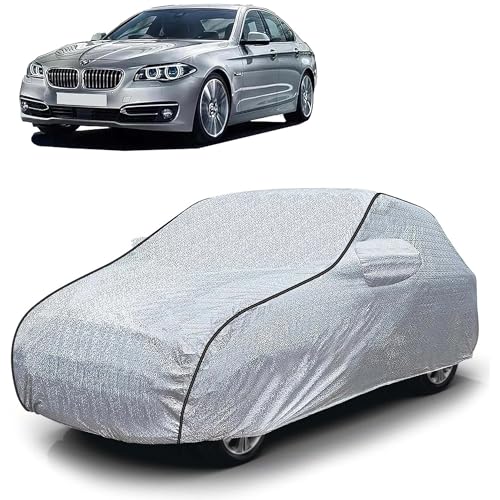 Image of Sulfar 100% Waterproof Car Body Cover Compatible with Mirror for BMW 525i (Triple Stitched, Full Bottom Elastic, Magic Silver with Black Piping)