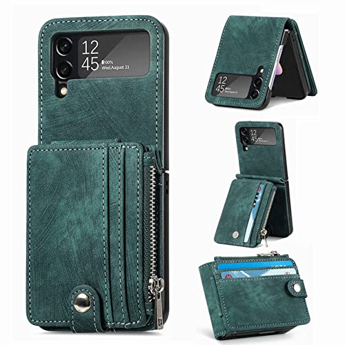 Funda plegable Samsung Galaxy Z Flip 4 5G de cuero con cremallera 2 en 1