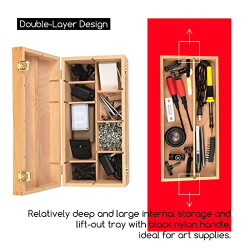 MEEDEN Sturdy Wood Tool Box: Beechwood Portable Art Supply Organizer - Large Artist Storage Box - Image 3