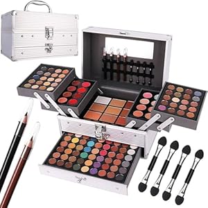132 Color All In One Makeup Kit,Professional Makeup Case,Makeup Set for Teen Girls,Makeup Palette,Multicolor Eyeshadow Kit(006N2-Silver)