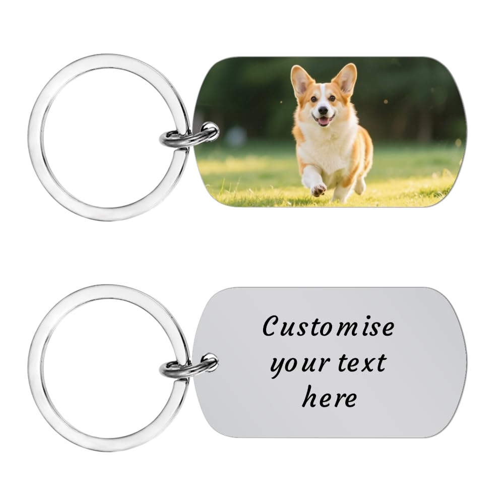 AnJeey Custom Photo Keychain for Deceased Pets Dog Memorial Gift UK - Personalised Engraved Keyring for Lost Dogs - Pet Lover Sympathy Keepsake Gift â image 1