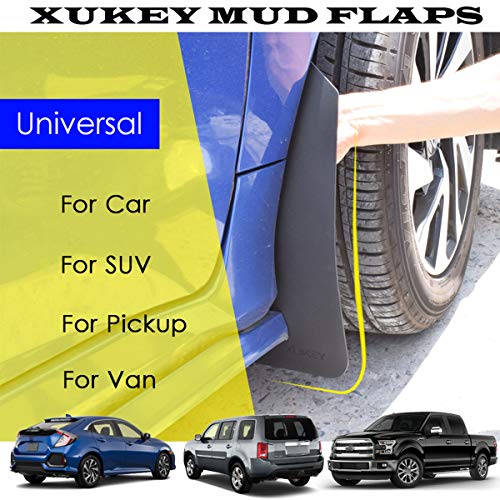 Image of XUKEY Universal Mud Flaps, Front and Rear Deluxe Molded Black Splash Guards, PP+TPO Plastic, 4-Pack Set with Screw Fixings, for Car, Pickup, SUV, Van, Truck