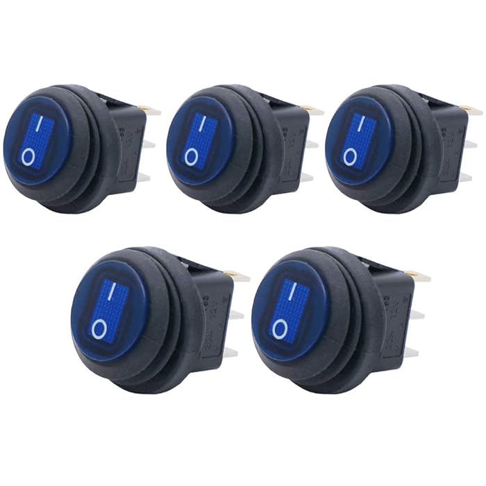 Buy Twidec/5Pcs 12V Waterproof Lighted Round Rocker Toggle LED Switch