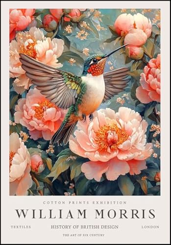 Affiche William Morris pivoine colibri pour raviver un mur blanc vide