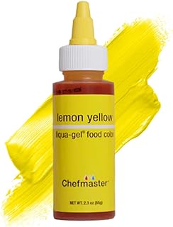 Chefmaster Lemon Yellow Liqua-Gel® Food Coloring | Vibrant Color | Professional-Grade Dye for Icing, Frosting, Fondant | Baking & Decorating | Fade-Resistant | Easy-to-Use | Made in USA | 2.3 oz