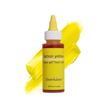 Chefmaster Lemon Yellow Liqua-Gel Food Coloring | لون نابض بالحياة | صبغة احترافية للثلج والصقيع والفوندان | الخبز والتزيين | مقاوم للبهتان | سهل الاستخدام | صنع في الولايات المتحدة الأمريكية | 2.3 أونصة