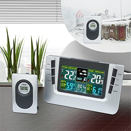 TTMOW Forecast Weather Station Alarm Clock with Indoor/Outdoor Wireless Sensor