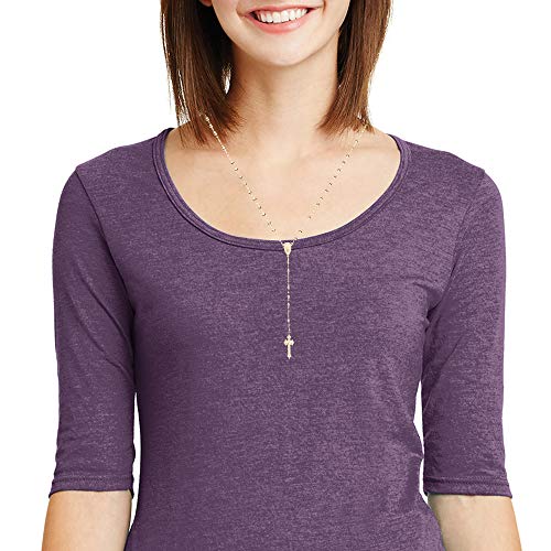 Ritastephens Italian Sterling Silver Gold-tone 3mm Rosary Bead Virgin Mary Cross Necklace, 20" - Image 3