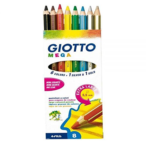 Preisvergleich Produktbild Giotto 2254 00 - Mega, Kartonetui 8 sortierte Dickkernfarbstifte
