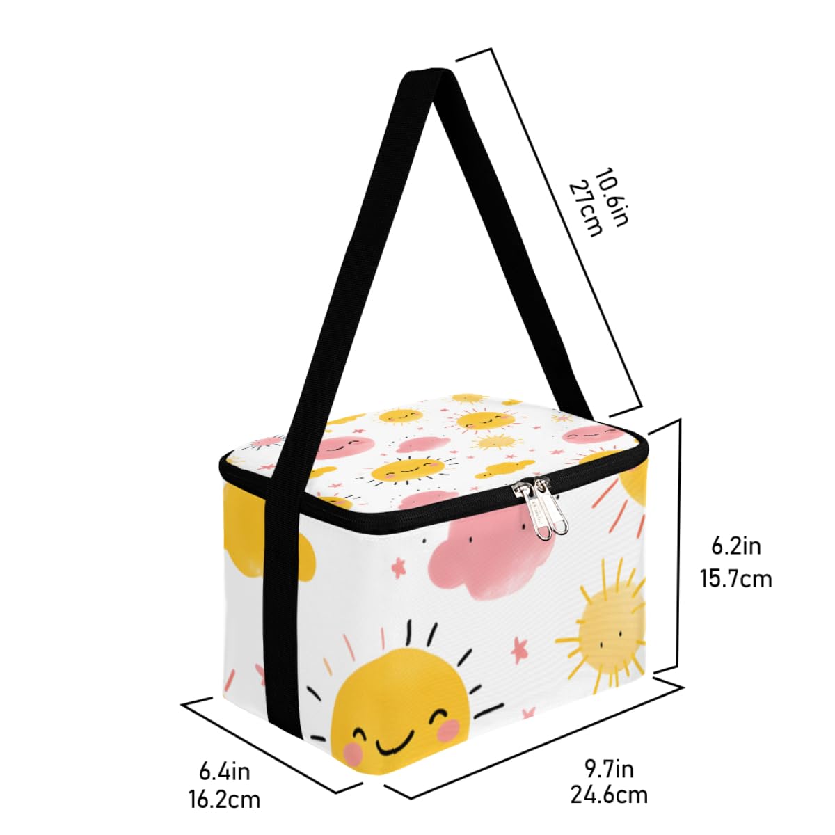 GzLeyigou Lunch Bags for Women Men 9 Cans,Cartoon Sun Hot & Cold Food Delivery Bag Insulated Grocery Bag Insulated Lunch Box Cloud Cooler Bag for Office Work Picnic Beach