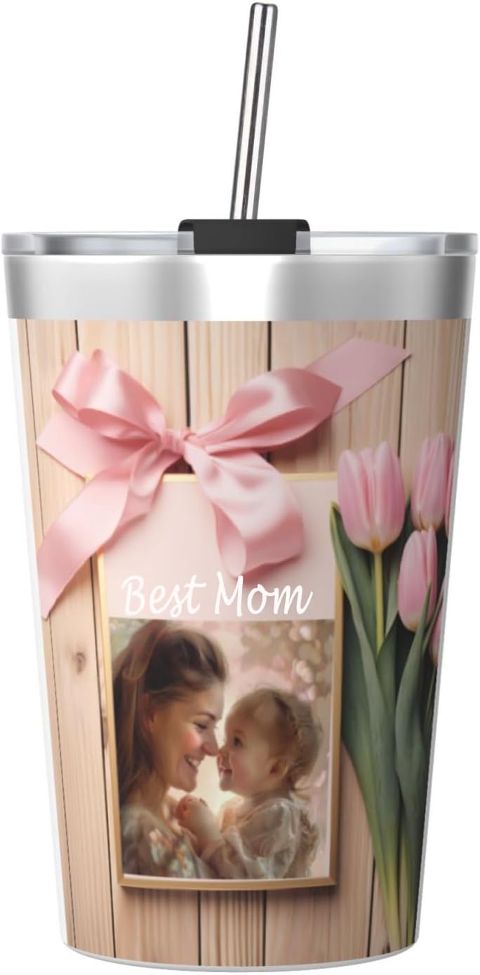 Custom Personalized Insulated Tumbler 12 OZ, Design Photo Wishes Logo Stainless Steel Coffee Mug Cup with Lid and Straw for Men Women Gifts - Image 7