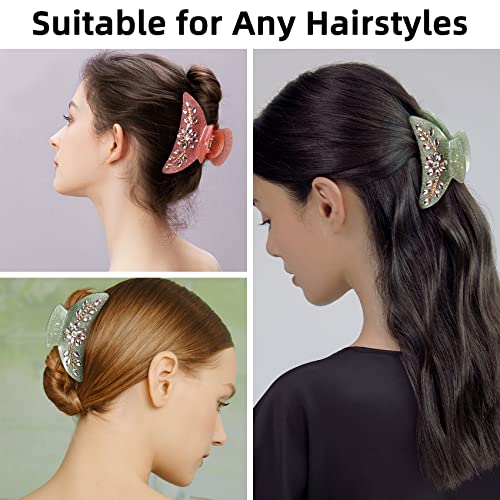 Jayongnee Clip Large Hair Claw Clips For Women, Hair Clips For Thick Hair, French Design Hair Claw With Flower Rhinestone And Crystal For Long Hair Mother's Day #TOP3