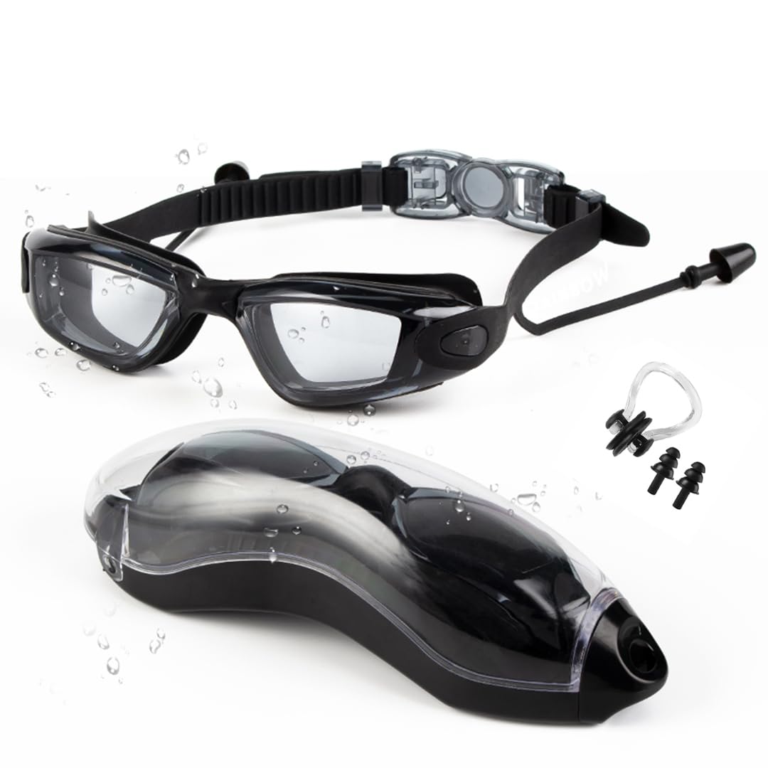RAINBOW Professional Swimming Goggles for Men & Women | Anti-Fog & UV Protected Swimming Glasses for Men & Women | Leak-Proof Goggle with Adjustable Straps & Nose Clip Black – Pack of 1-image-49