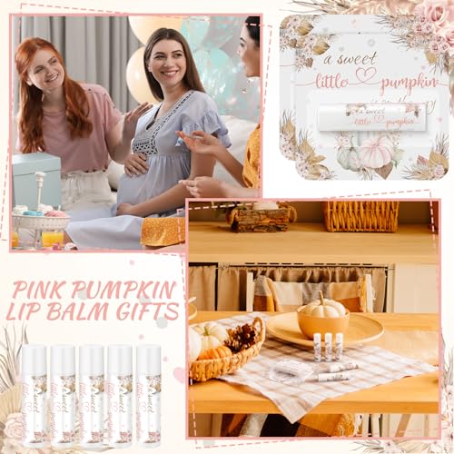 Image of 24 Pack Fall Lip Balm Favors, a Sweet Little Pumpkin Baby Shower Favors for Guests Autumn Thanksgiving Lip Balm Bulk Travel Size Lipstick Pumpkin Gender Reveal Supplies, Gift Basket Fillers