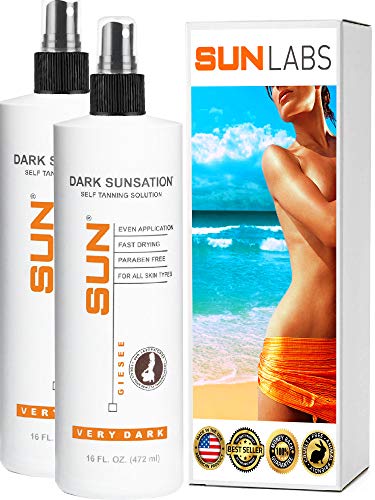 Airbrush Tanning (Very Dark) Self Tanning Micro Mist Spray Tan Solution (16oz 2-Pack) - Natural Sunless Airbrush, Body and Face for Bronzing and Golden Tan - Sunless Bronzer (Packaging May Very)