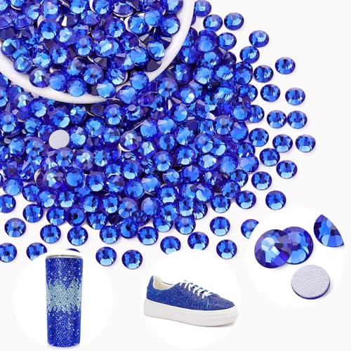 Image of 400PCS SS30 /6mm Crystal Glass Rhinestones for Bedazzling (Blue /Sapphire) | Flatback Rhinestones for Crafting DIY Nail Art Makeup Decoration, Gems Diomand Charms for Tumbler Shoes Clothing Mug