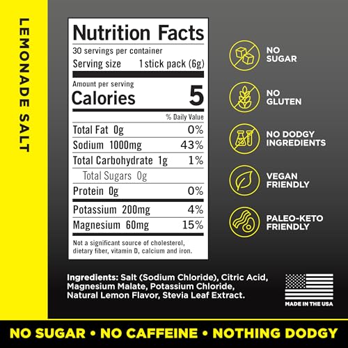 Image of LMNT Zero Sugar Electrolytes - Lemonade Salt | Drink Mix | 30 Count