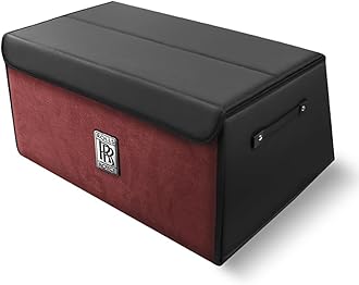 Foldable Car Trunk Organizer for Rolls-Royce Cullinan/Cullinan Black Badge 2015-2025, Large Capacity Multi Functional with Removable Partitions Car Storage Box,Medium-WineRed