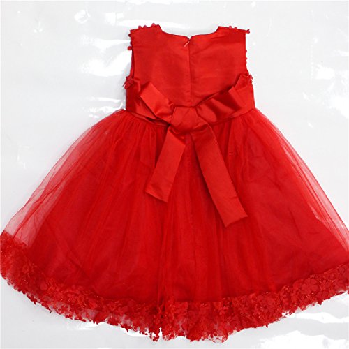 Flower Girl Lace Dresses Pageant Party Baby Sleeveless Floral Baptism Dress Ball Gown For Wedding Sundress Summer Tank Knee Kids Tutu Special Fancy Tops Formal Size 2T-3T (Red, 4) #TOP2