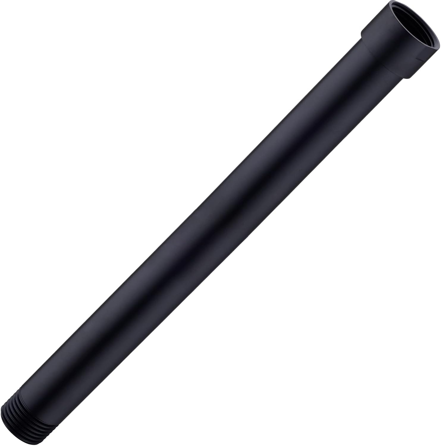 Black Shower Arm Extension 10 Inch High Flow Rainfall Shower Head Extender Pipe, 1/2 Inch Female to Male, Matte Black