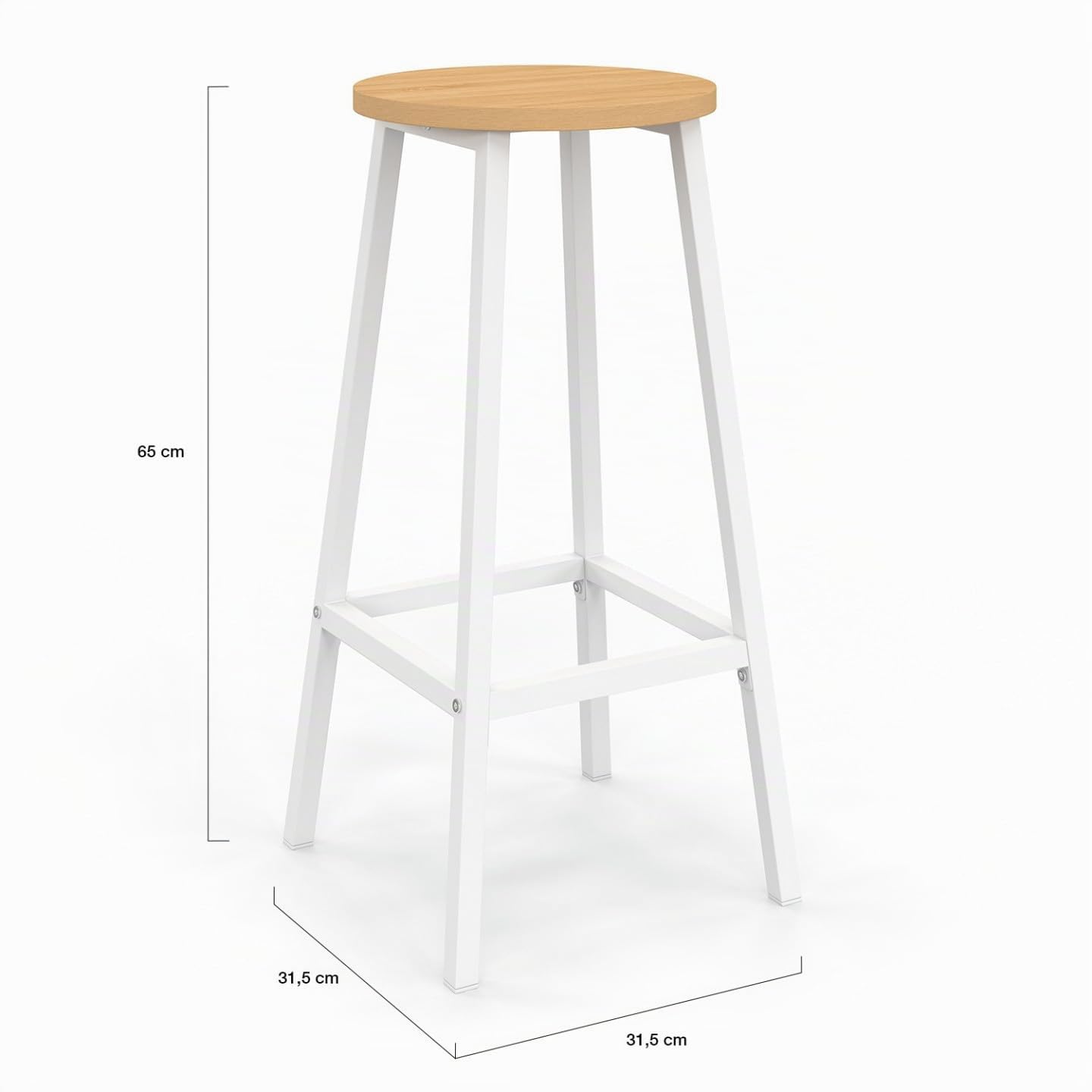 IDMarket – Conjunto de mesa de bar ilot Aquiles y 2 taburetes madera blanca bandeja forma haya