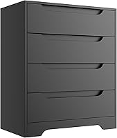 Vista 11 de Cozy Castle Cómoda Moderna de 4 Cajones Organizador de Almacenamiento, Cómodas de Madera y Cajoneras con Riel de Metal Liso, Blanco