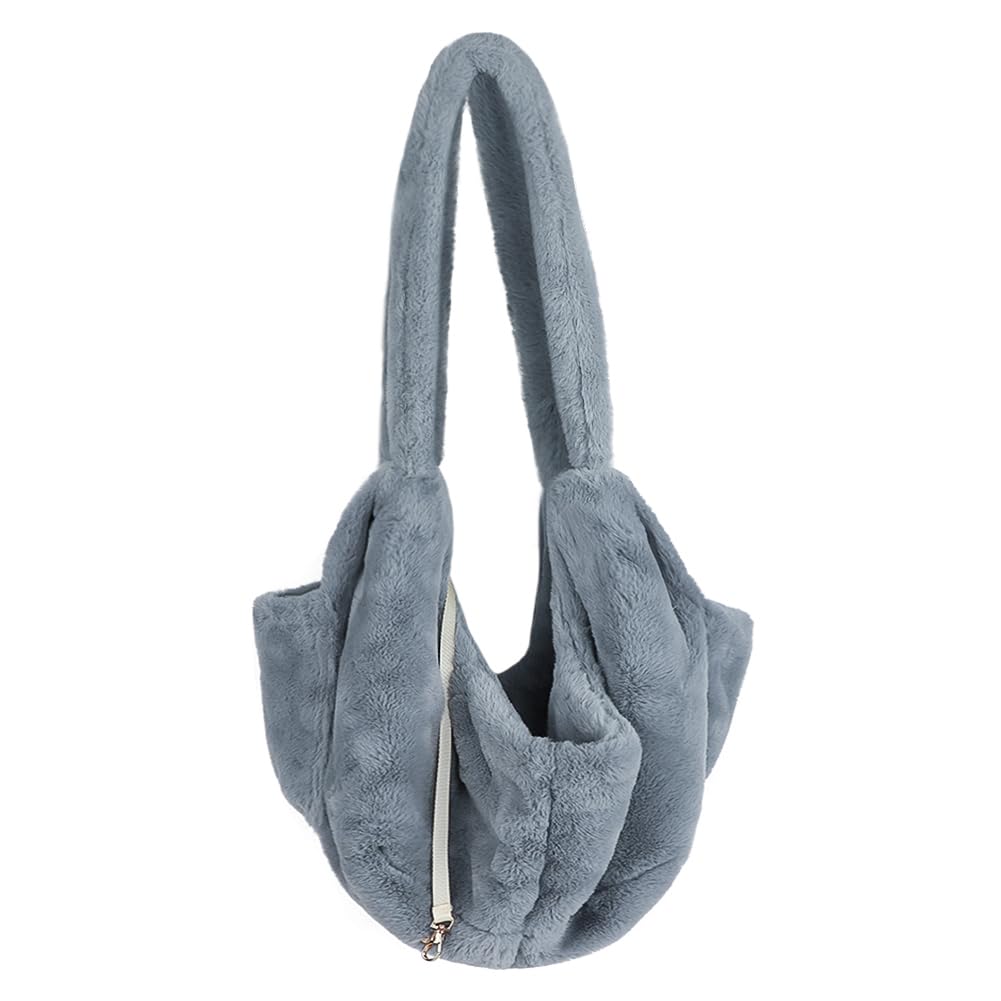 Puppy Sling Carrier Plush Warm Small Dog Cat Sling Bags Fit Under 5kg Soft Comfy Hand-Free Pet Carry Bag Cat Pouch Tote Bag Wide Shoulder Strap Portable Suitable for Travel Outdoor Walking Winter - Image 2