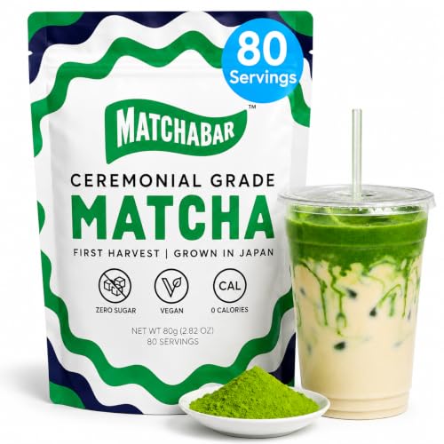 Matchabar Matcha Powder (80g) Ceremonial Japanese Matcha Latte, Vegan